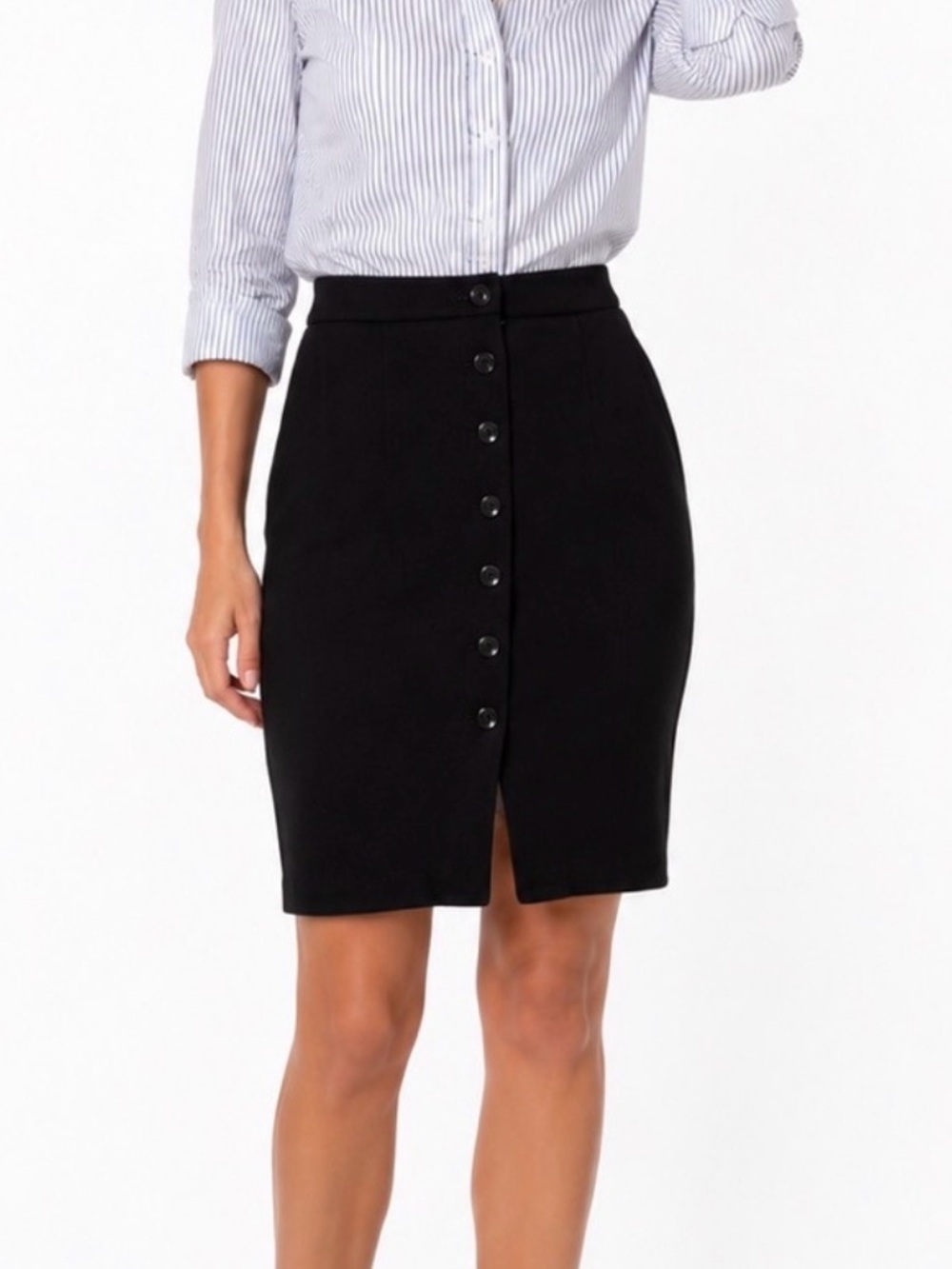 Talbots Black Button-Down Pencil Skirt